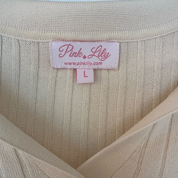 Pink Lily Beige Ribbed Bodysuit - Picture 2 of 2